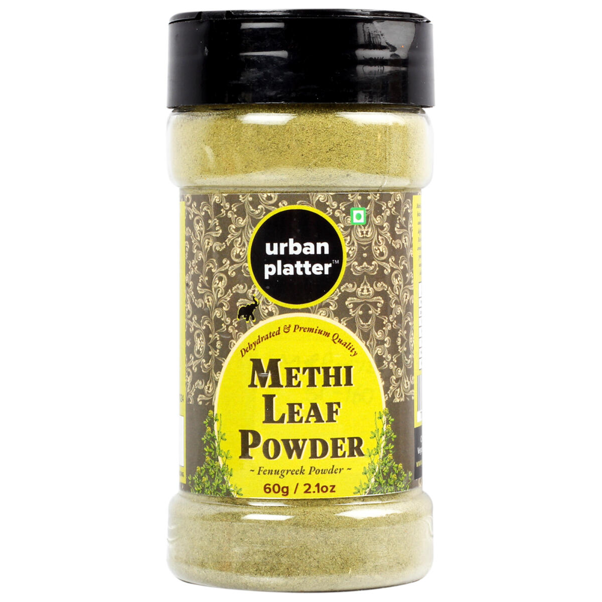 Urban Platter Methi Leaf Powder Shaker Jar, 60g / 2.1oz [Dehydrated, Fenugreek Powder, Aromatic] Methi Urban Platter