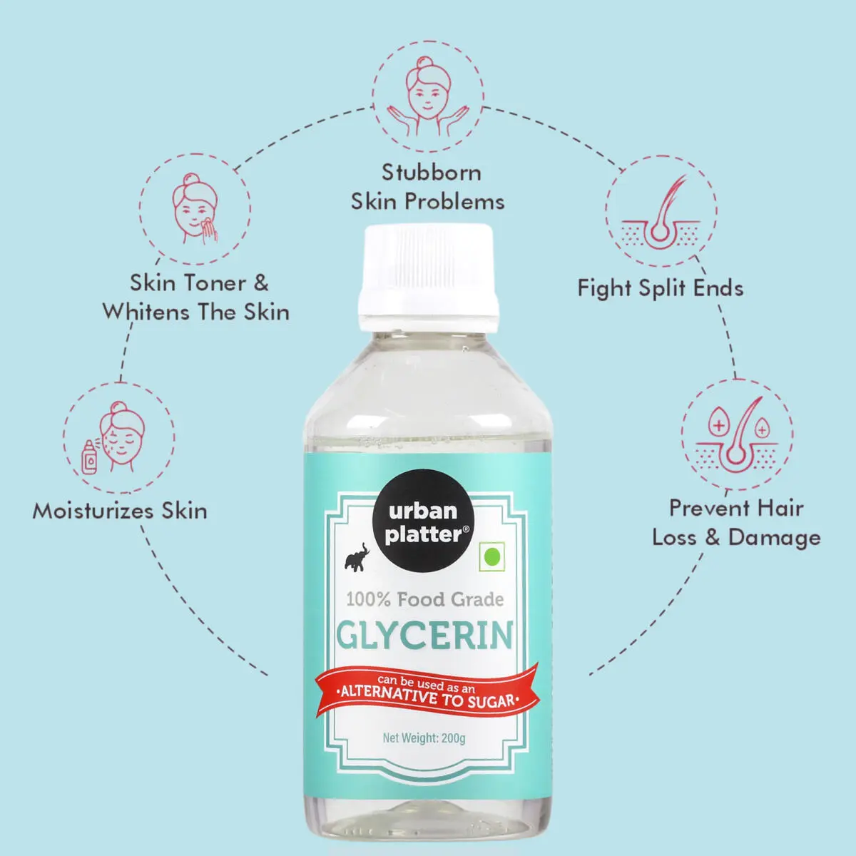 Glycerin Liquid for Face & Skin 100% Organic & Pure Vegetable Glycerine 200  Gram (Pack