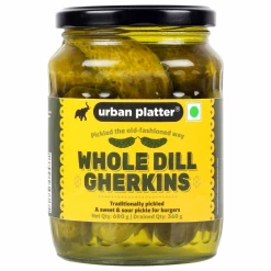 Urban Platter Whole Dill Gherkins, 680g [ Sweet & Crunchy. Great for Adding Tang & Flavour to Sauces & Dips. ]