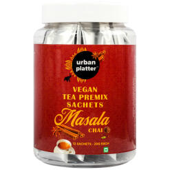 Urban Platter Vegan Tea Premix Sachets, Masala Chai, 240g / 8.4oz [Just Add Water, 12 Sachets, Dairy-Free Instant Tea] Tea Premix Urban Platter