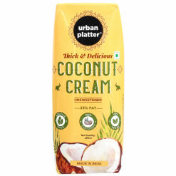 Urban Platter Unsweetened Coconut Cream, 250ml [23% Fat Content, 100% Pure, Additive Free & Vegan] Coconut Cream Urban Platter