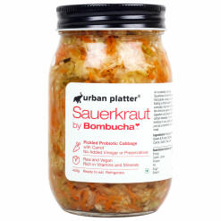 Urban Platter Sauerkraut Original Pickled Probiotic Cabbage with Carrot, 450g / 15.8oz [Raw, Organic & Vegan – Powered by Bombucha] Pickle Urban Platter