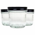 Urban Platter Artisan Mason Glass Jar with Wide Mouth Black Cap, 300ml [Pack of 3, Mason Jars, Screw Caps, Microwave-Safe] Jar Urban Platter