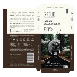 La Folie 80% Intense Black Jaggery Chocolate Bar, 60g