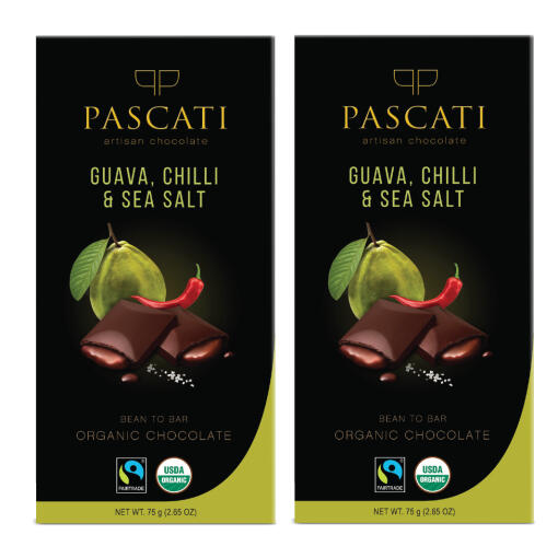Pascati, Guava Chilli and Sea Salt, Soft Centered, USDA Organic Chocolate, 75g (Pack of 2)