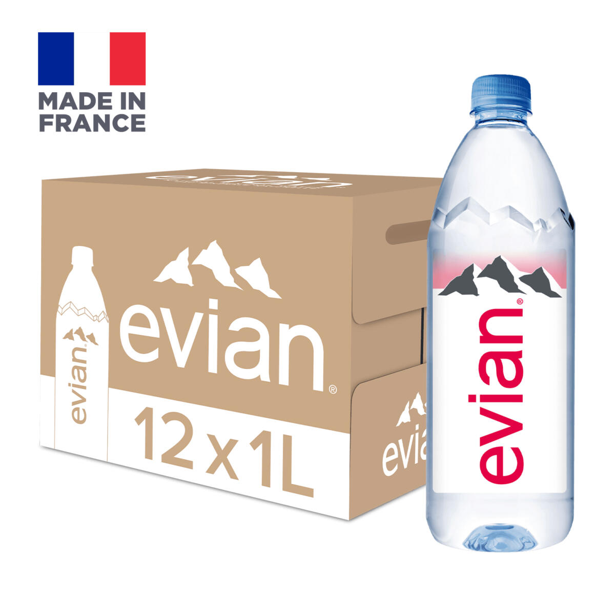 Evian Pure Natural Mineral Water Bottle, 1L X 12units – Urban Platter