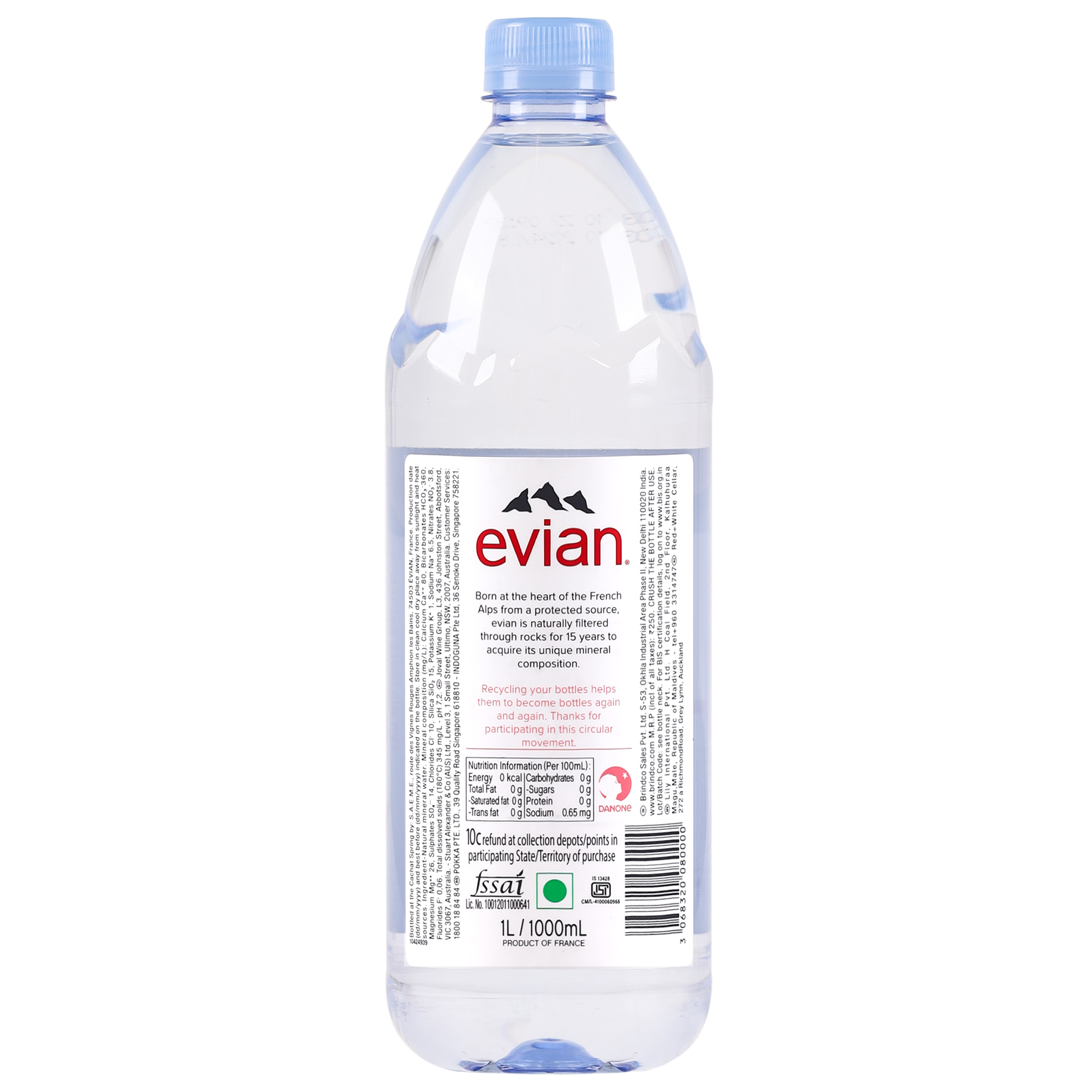 Evian Pure Natural Mineral Water Bottle, 1L – Urban Platter